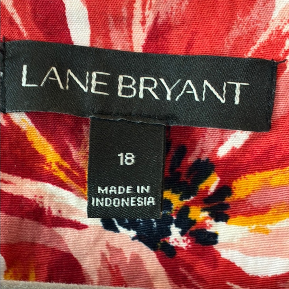 Lane Bryant Floral V-Neck Blouse Terracotta Print - Picture 2 of 9